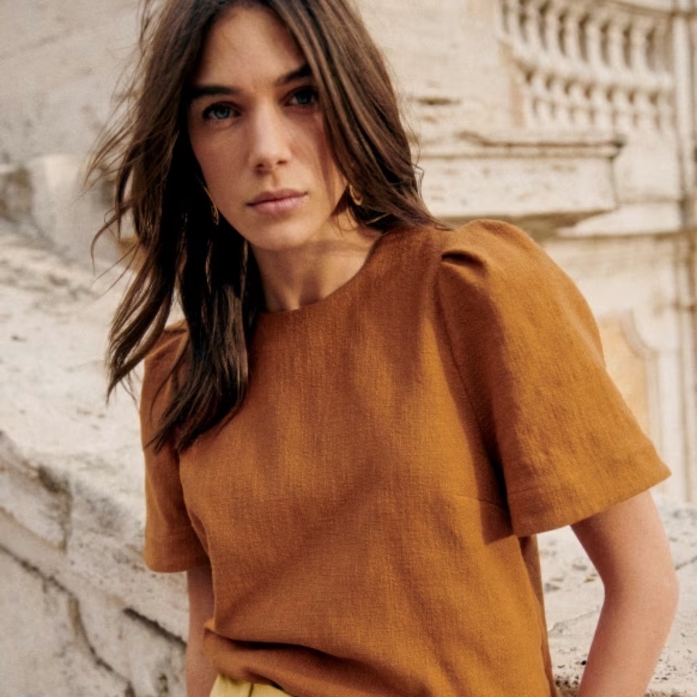 Sezane Neva Blouse in Ochre Size 2 NWT